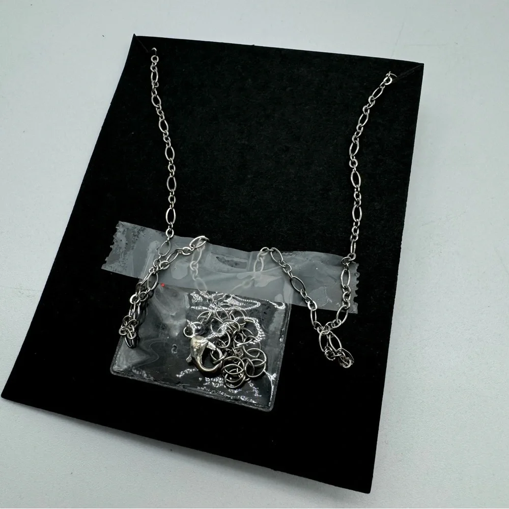 Halloween Necklace 18 inches with Extender Black Silver Orange Costume Jewery - Picture 4 of 5
